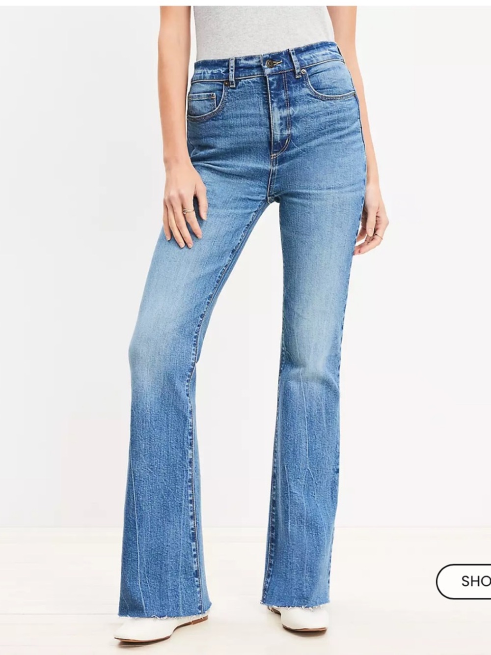 LOFT Light Wash Flare Jeans - Picture 2 of 5